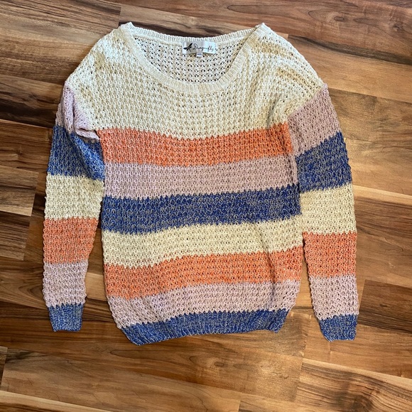 Striped Crocheted Sweater - Picture 1 of 4
